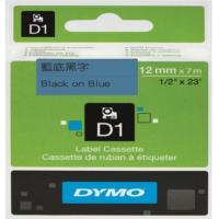 DYMO D1帶 12mm x 7M 膠質標籤 45016  藍底黑字 