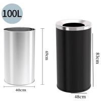 AutoMax 不銹鋼黑色圓形垃圾桶 100L 直投式 商場垃圾桶 酒店垃圾桶